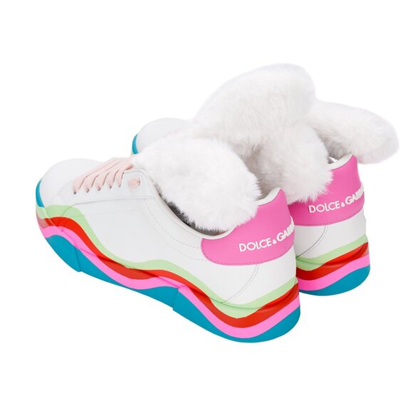 Dolce & Gabbana - DG Logo Rabbit Toy Low-Top Sneaker PORTOFINO White Pink EUR 39 - Picture 5 of 5